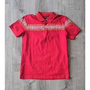 Boys Pavini Polo Red Greek Key Design  sz 14